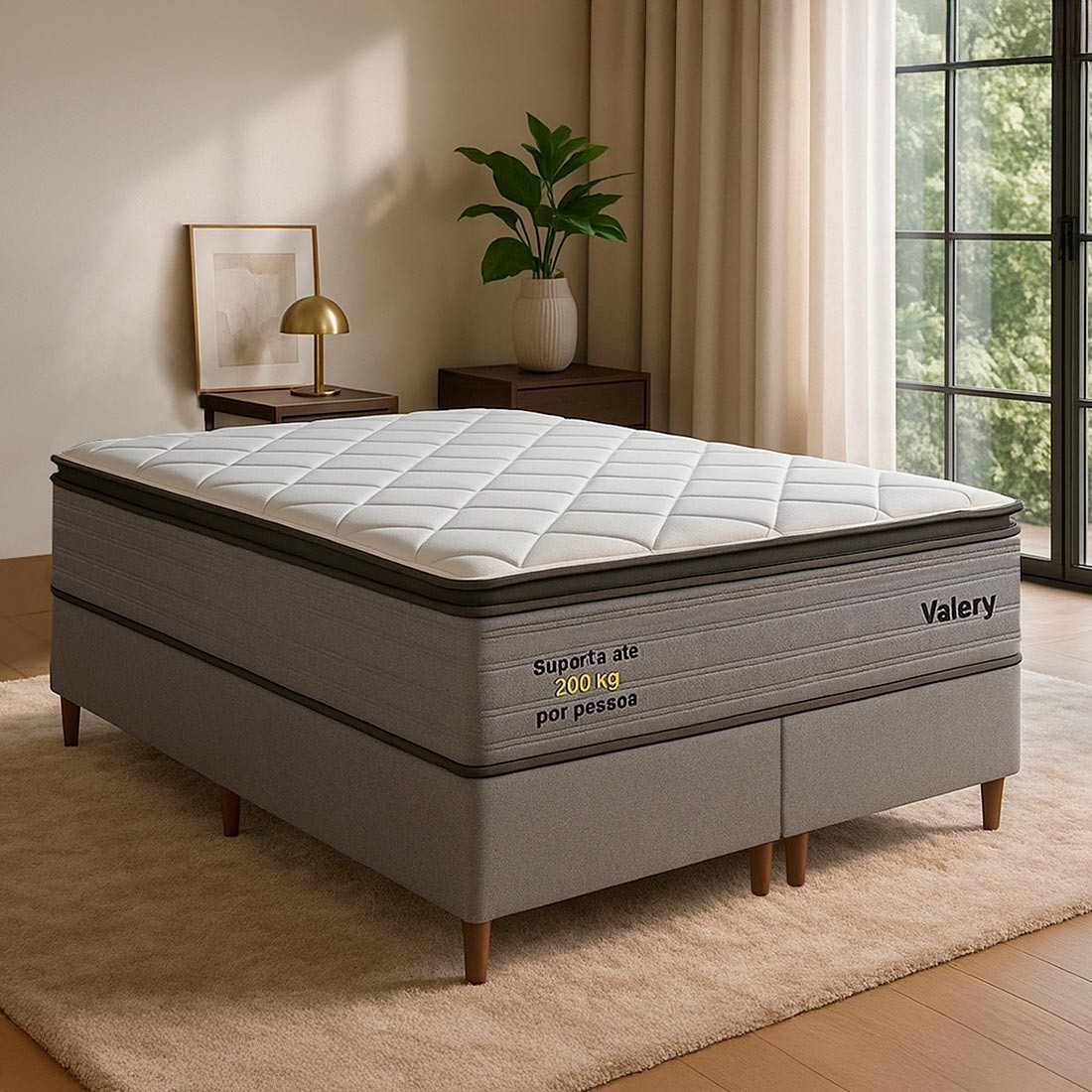 Conjunto Box Casal 193cm Valery PKT Molas Ensacadas Espuma D45 - Bom Pastor