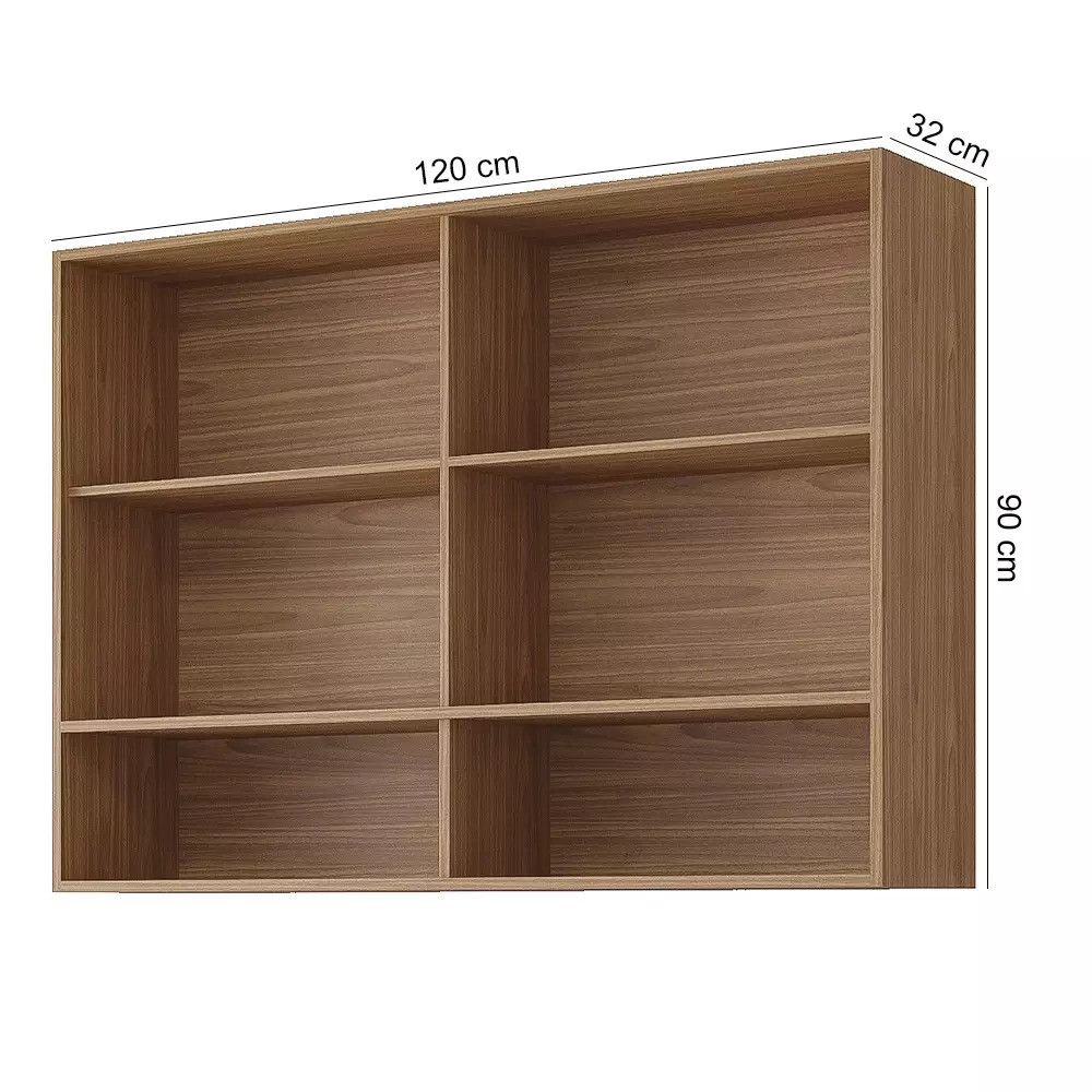 Armário de Cozinha de Parede em MDF com 2 Portas e Nichos 120cm MGM Divina Freijó Armário de Cozinha de Parede em MDF com 2 Portas e Nichos 120cm MGM Divina Freijó