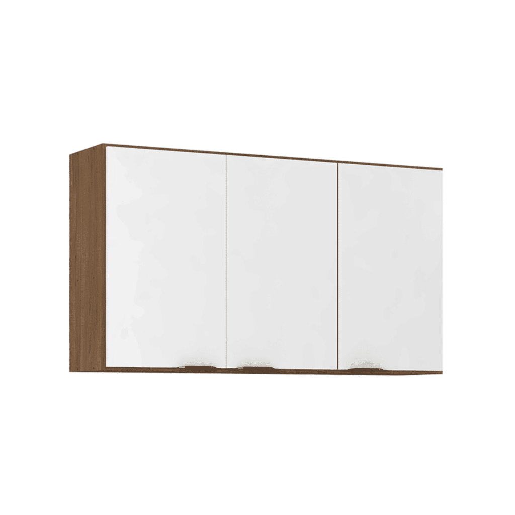 Armário Aéreo de Cozinha 3 Portas, Firenze 120cm - Demobile - Amêndoa com Branco Armário Aéreo de Cozinha 3 Portas, Firenze 120cm - Demobile - Amêndoa com Branco