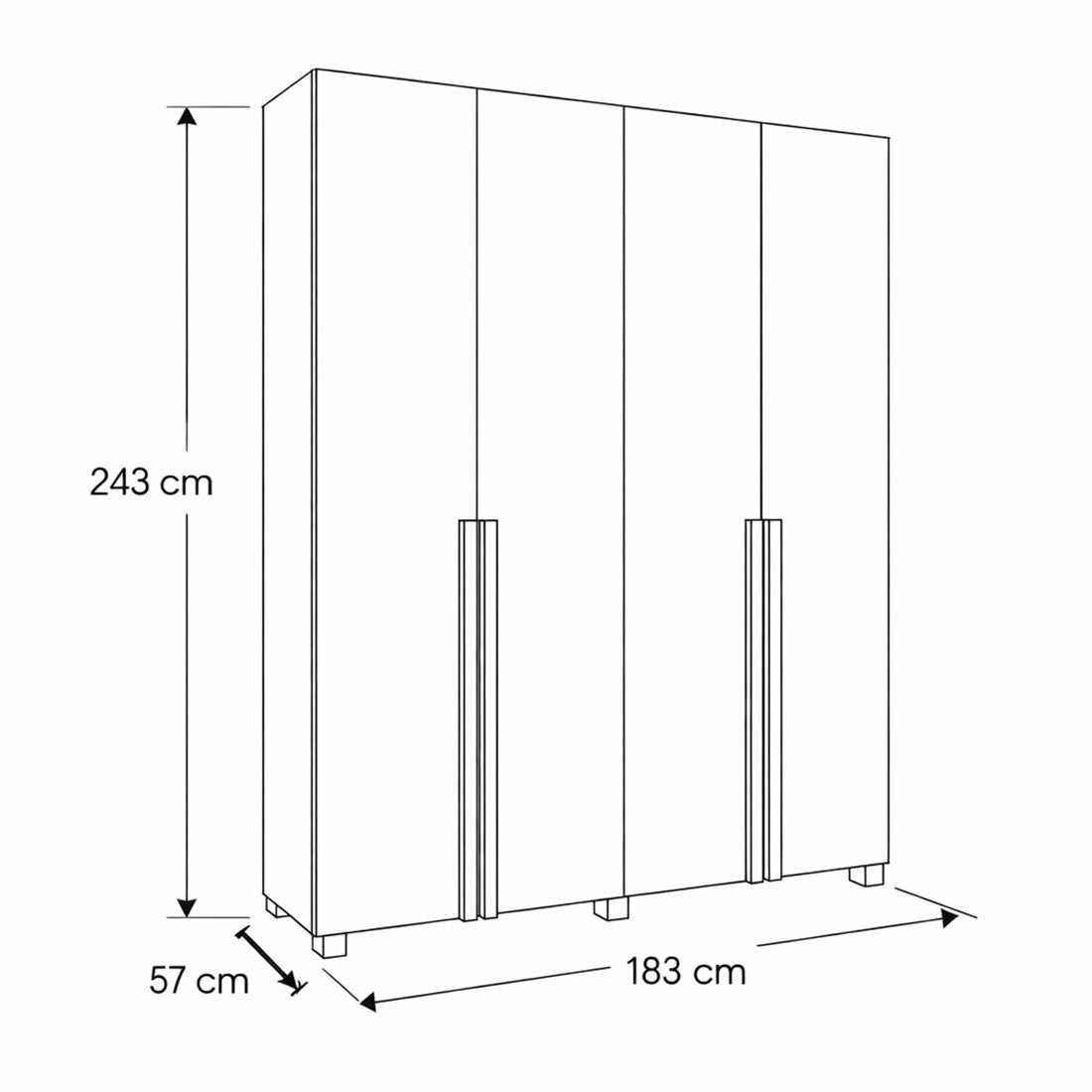 Guarda-roupa Solteiro Spin 4 Portas 3 Gavetas 183cm Bom Pastor - Nogal