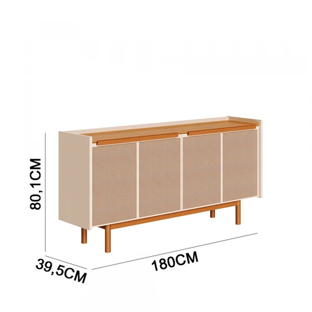Buffet Dune 4 Portas 1.8 com 1 Gaveta, Off White/Nature - Imcal Buffet Dune 4 Portas 1.8 com 1 Gaveta, Off White/Nature - Imcal
