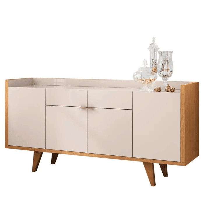 Buffet para Sala 4 Portas 2 Gavetas HB Móveis Melodia Off White/Cinamomo
