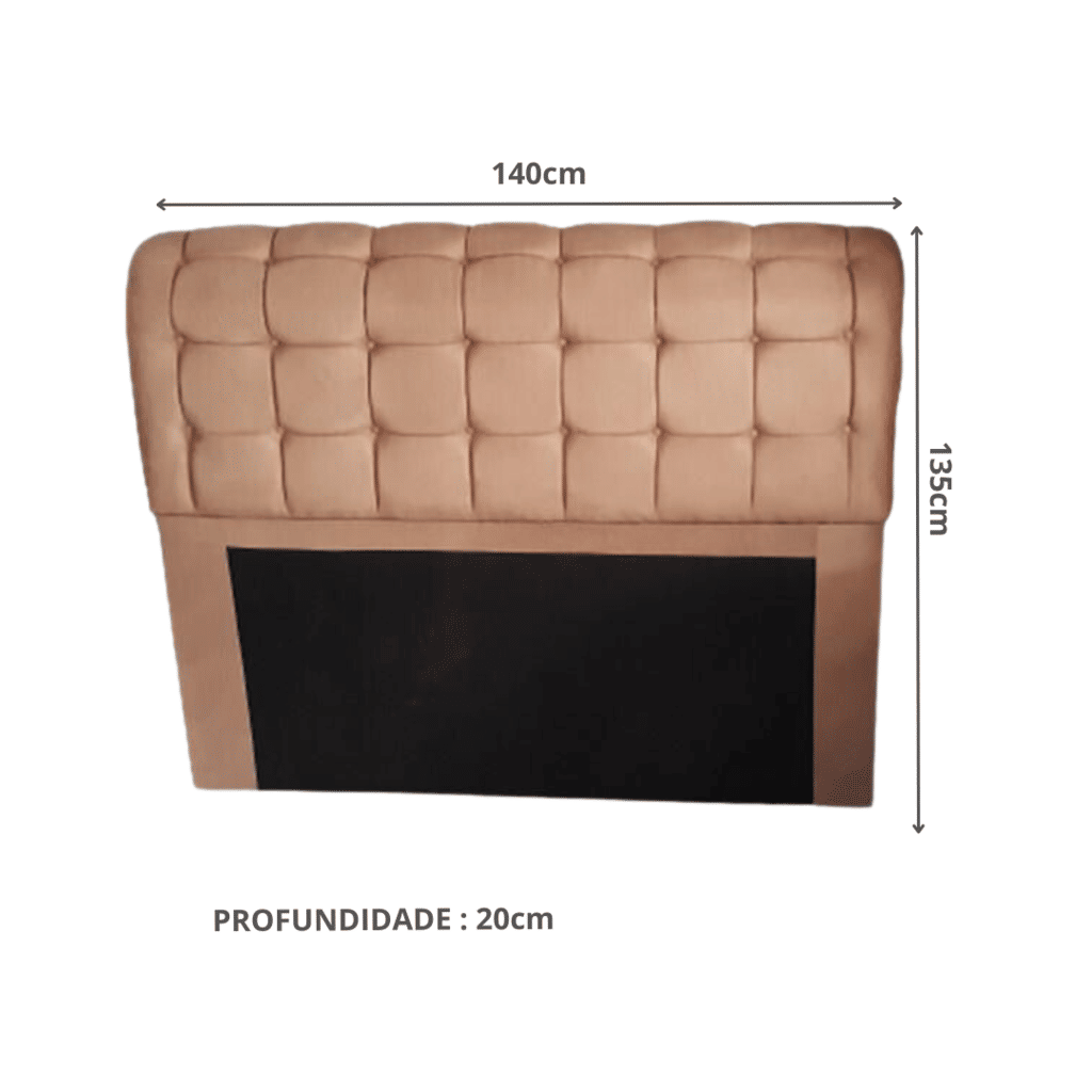 Cabeceira de Cama Box Casal 140cm Estofada Malu Vivace Castor Cabeceira de Cama Box Casal 140cm Estofada Malu Vivace Castor