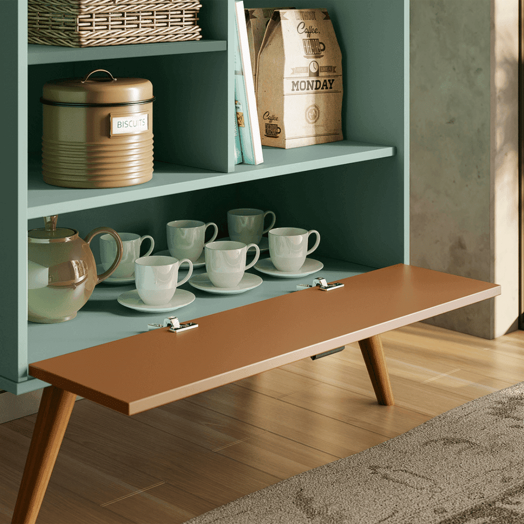 Aparador para Sala Cantinho do Café Rubi 1 Porta 3 Nichos Pés Retrô Cinza Menta/Tauari 3D Lukaliam Aparador para Sala Cantinho do Café Rubi 1 Porta 3 Nichos Pés Retrô Cinza Menta/Tauari 3D Lukaliam