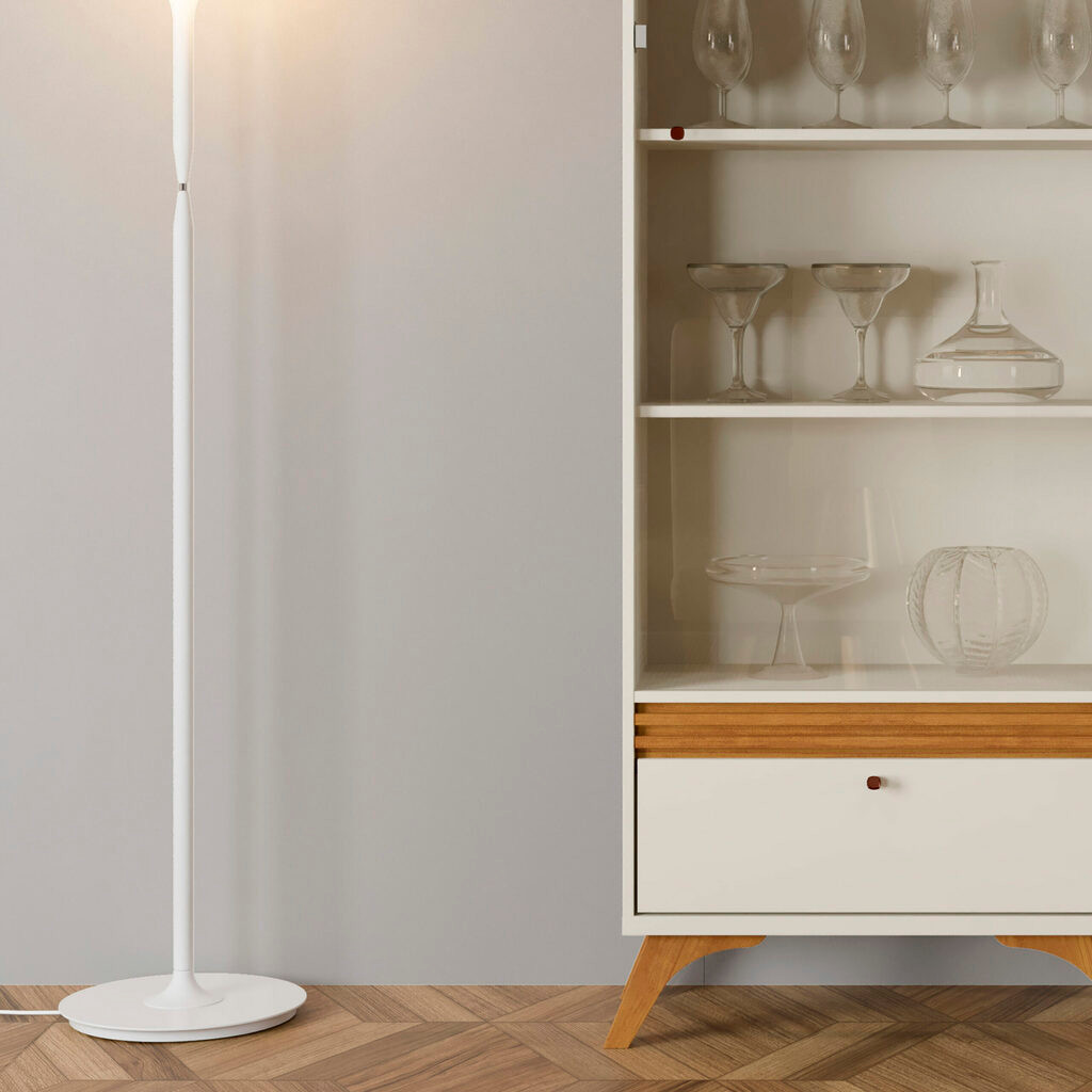 Cristaleira 1 Porta de Vidro 1 Gaveta Sevilha Off White/Naturalle - Mavaular Cristaleira 1 Porta de Vidro 1 Gaveta Sevilha Off White/Naturalle - Mavaular