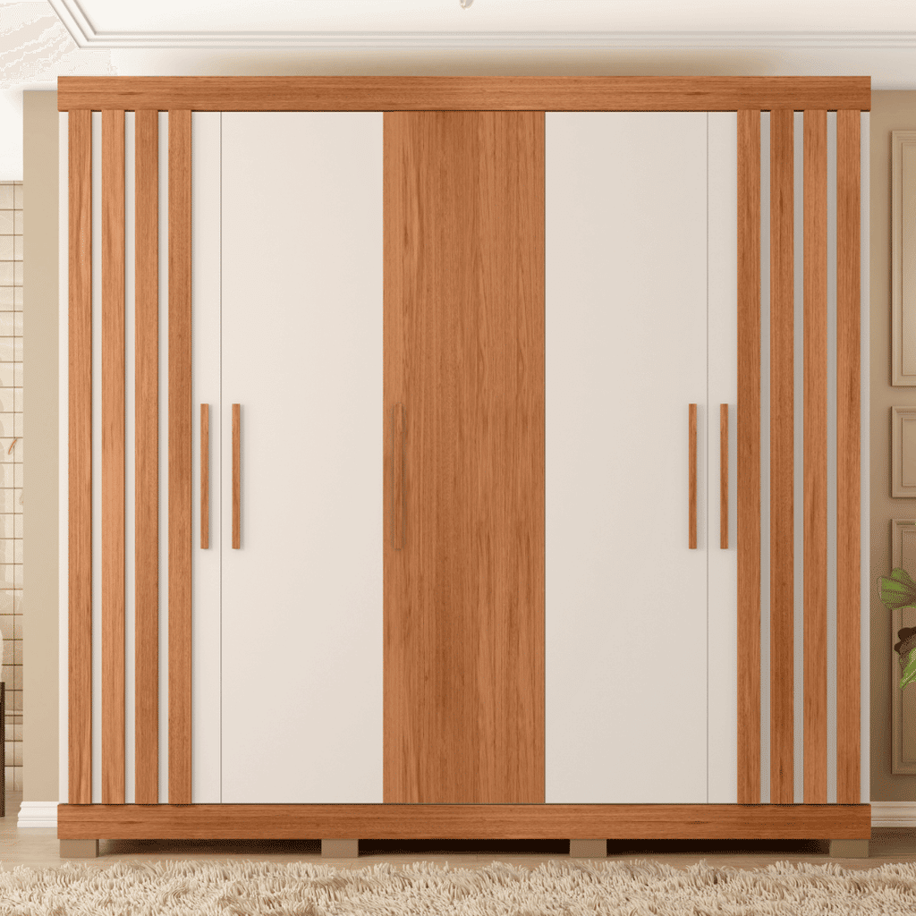 Guarda-Roupa Casal 5 Portas 2 Gavetas Sophia 2.2 Caemmun - Freijó/Off White Guarda-Roupa Casal 5 Portas 2 Gavetas Sophia 2.2 Caemmun - Freijó/Off White