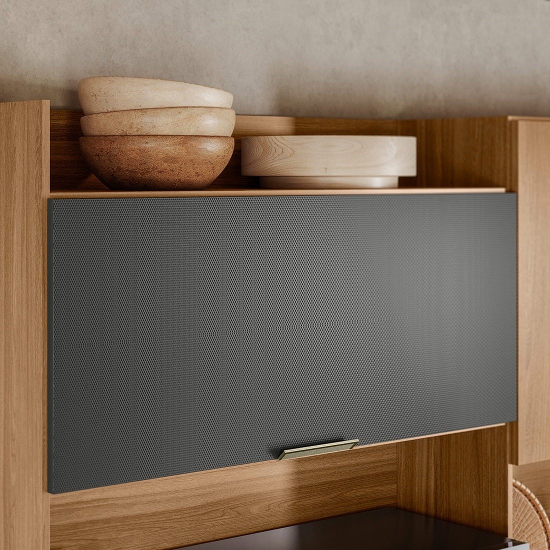 Kit Cozinha Compacta Pitaya 07 Portas e 2 Gavetas Demóbile - Amendoa/Grafito Texturado Kit Cozinha Compacta Pitaya 07 Portas e 2 Gavetas Demóbile - Amendoa/Grafito Texturado