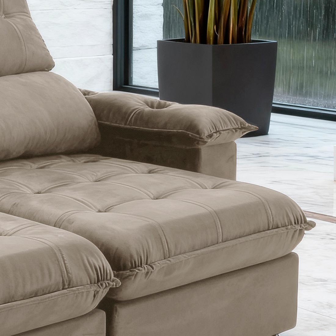 Sofá Retrátil Reclinável Mobi 230 Molas Ensacadas 230cm Bom Pastor - Veludo