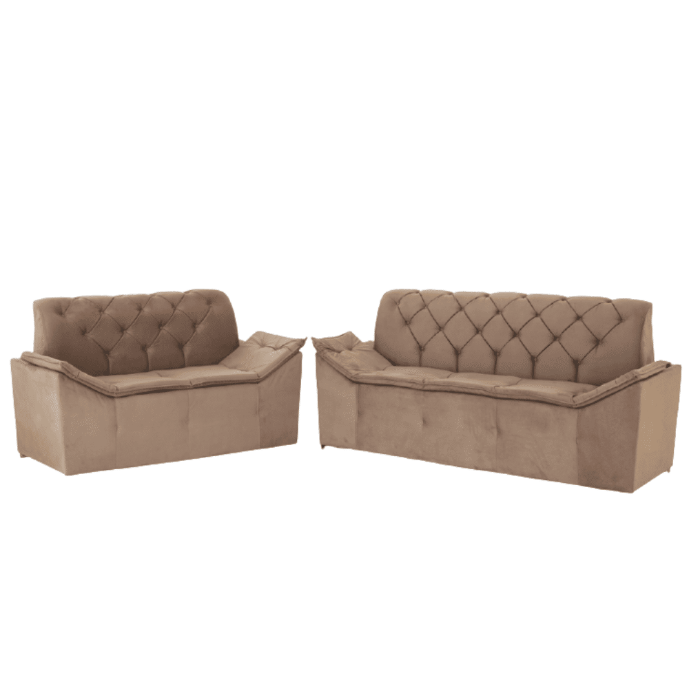 Sofá 3 e 2 Lugares Avela Castor - Malu Estofados