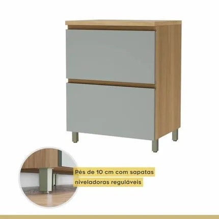 Balcão Nesher Rainha 1 Porta 1 Gaveta 70cm - Verde/Naturale