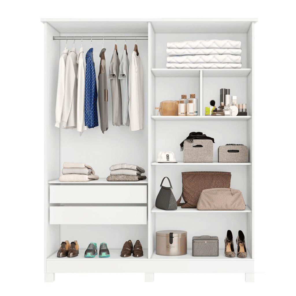 Guarda-Roupa Solteiro Em MDF 4 Portas Bianchi Nina Branco Guarda-Roupa Solteiro Em MDF 4 Portas Bianchi Nina Branco