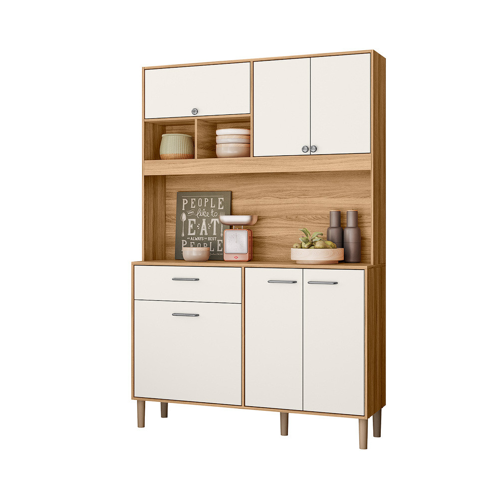 Kit Cozinha Nicioli Erva Doce 120cm 6 Portas 1 Gaveta Ipê Off White Cristal Kit Cozinha Nicioli Erva Doce 120cm 6 Portas 1 Gaveta Ipê Off White Cristal