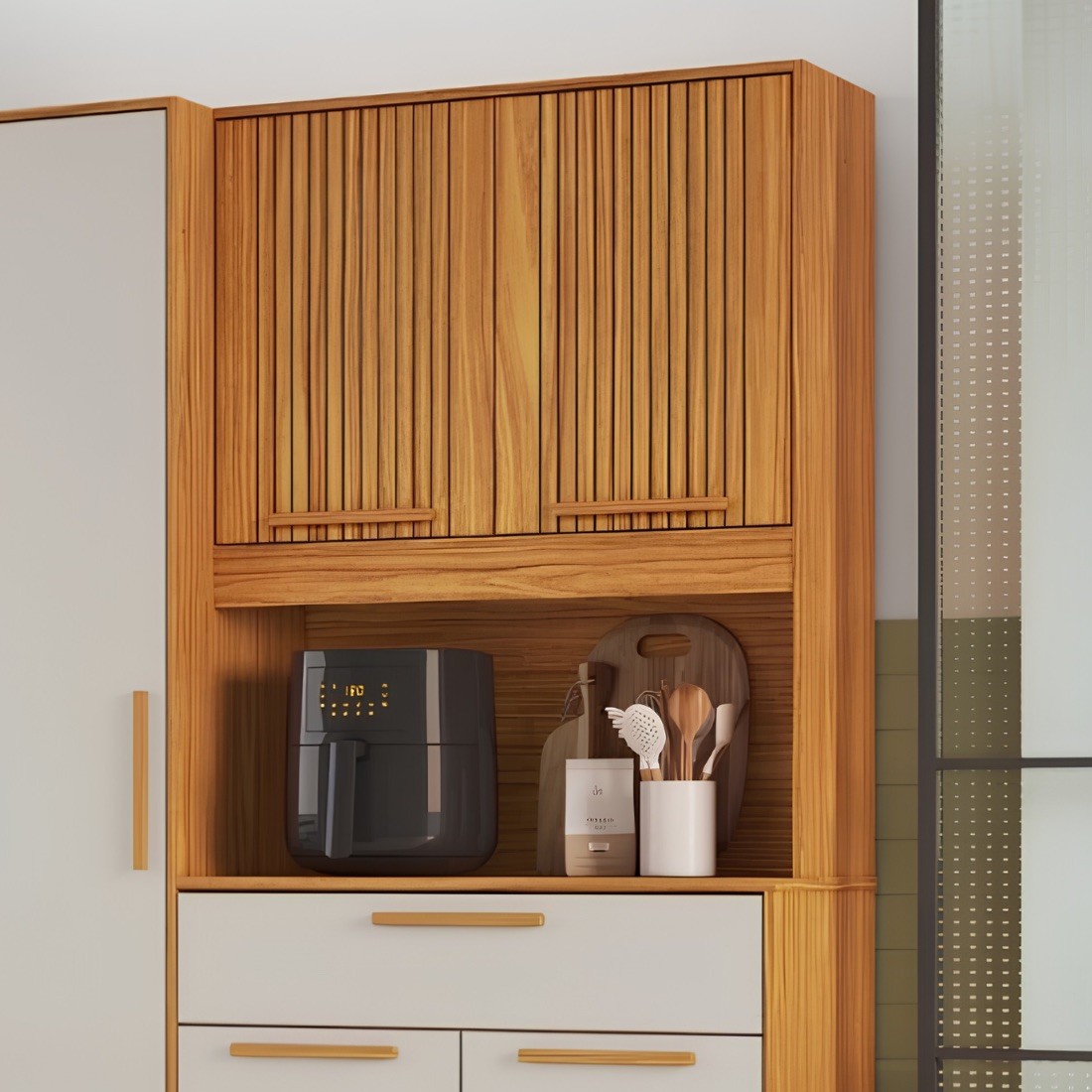 Kit Cozinha 100% MDF Ronipa Sangio 5 Portas 1 Gaveta 120cm - Canela/Off White Kit Cozinha 100% MDF Ronipa Sangio 5 Portas 1 Gaveta 120cm - Canela/Off White
