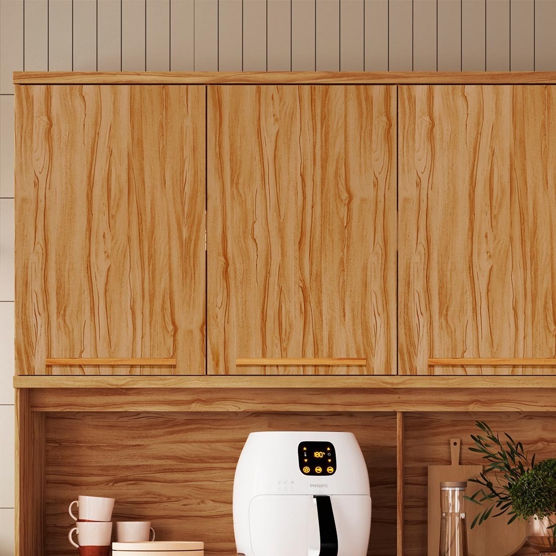 Kit de Cozinha Compacta 220 8 Portas 100% MDF Cecília Rio Doce - Amendoa/Off White Kit de Cozinha Compacta 220 8 Portas 100% MDF Cecília Rio Doce - Amendoa/Off White