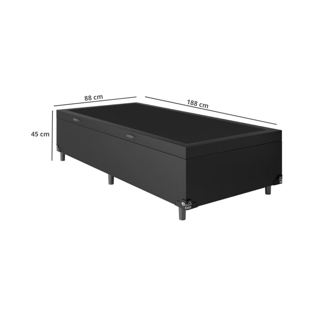Base Bau Solteiro Ortolike Courino Preto 88x188X40 Base Bau Solteiro Ortolike Courino Preto 88x188X40