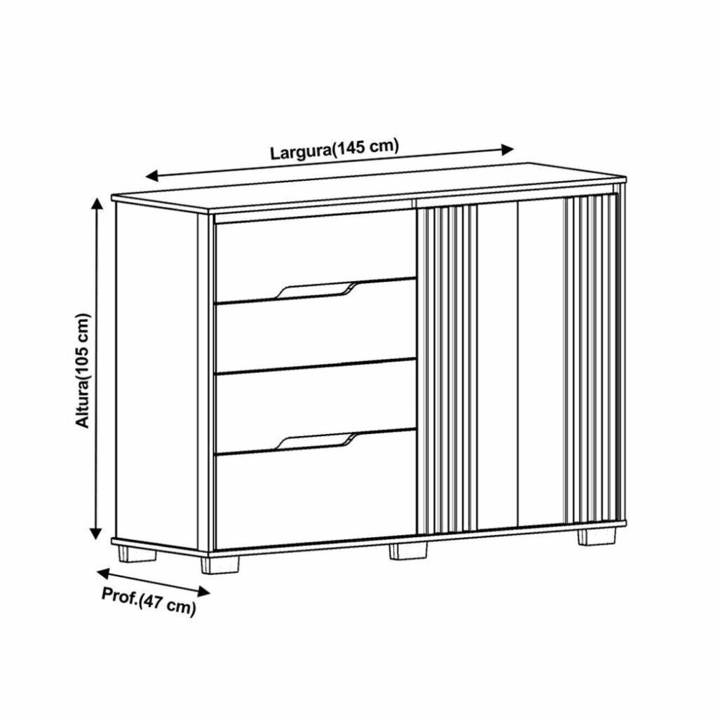 Cômoda com Sapateira Texas 4 Gavetas e 2 portas Freijo/Off White - Moval Cômoda com Sapateira Texas 4 Gavetas e 2 portas Freijo/Off White - Moval