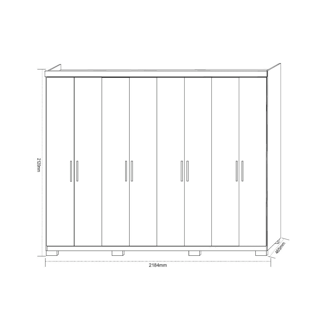Guarda-Roupa Casal 100% MDF 8 Portas ACP Móveis Hanna Cinamomo