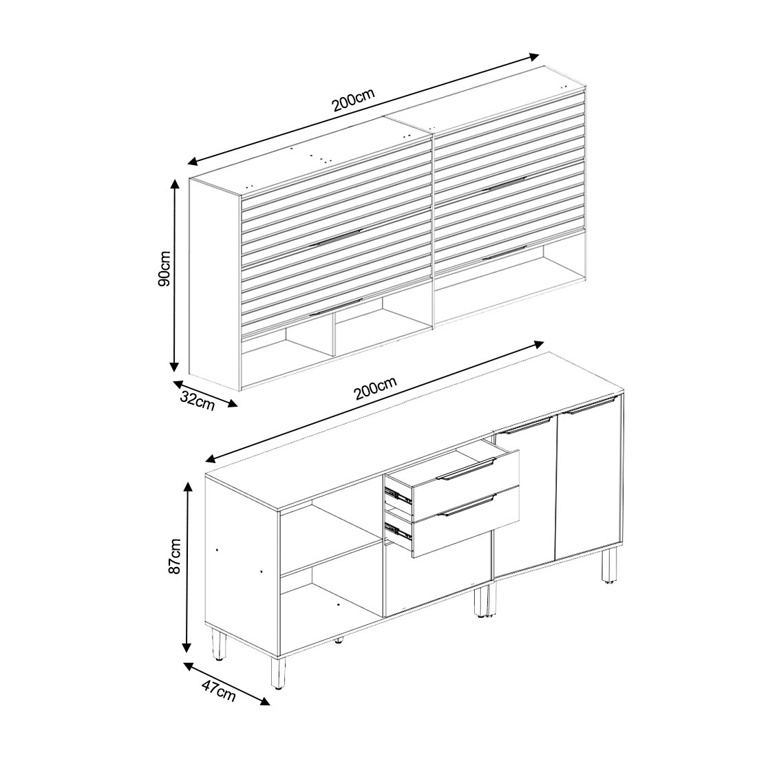 Cozinha Esplendida 4 Módulos 100% MDF Cinamomo/TItatio - MGM Móveis