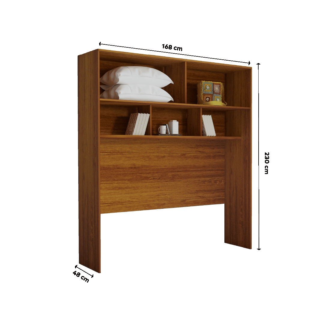 Modulo Guarda-Roupa Tivoli Aéreo com Cabeceira de Casal, 100% MDF Nature/Bege - Bom Pastor