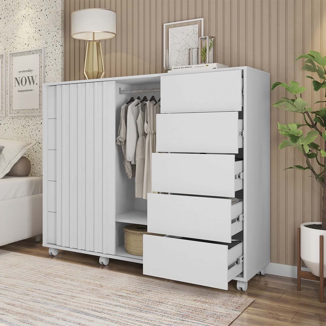 Cômoda Pegasus 2 Portas 5 Gavetas 136cm CAEMMUN - Branco