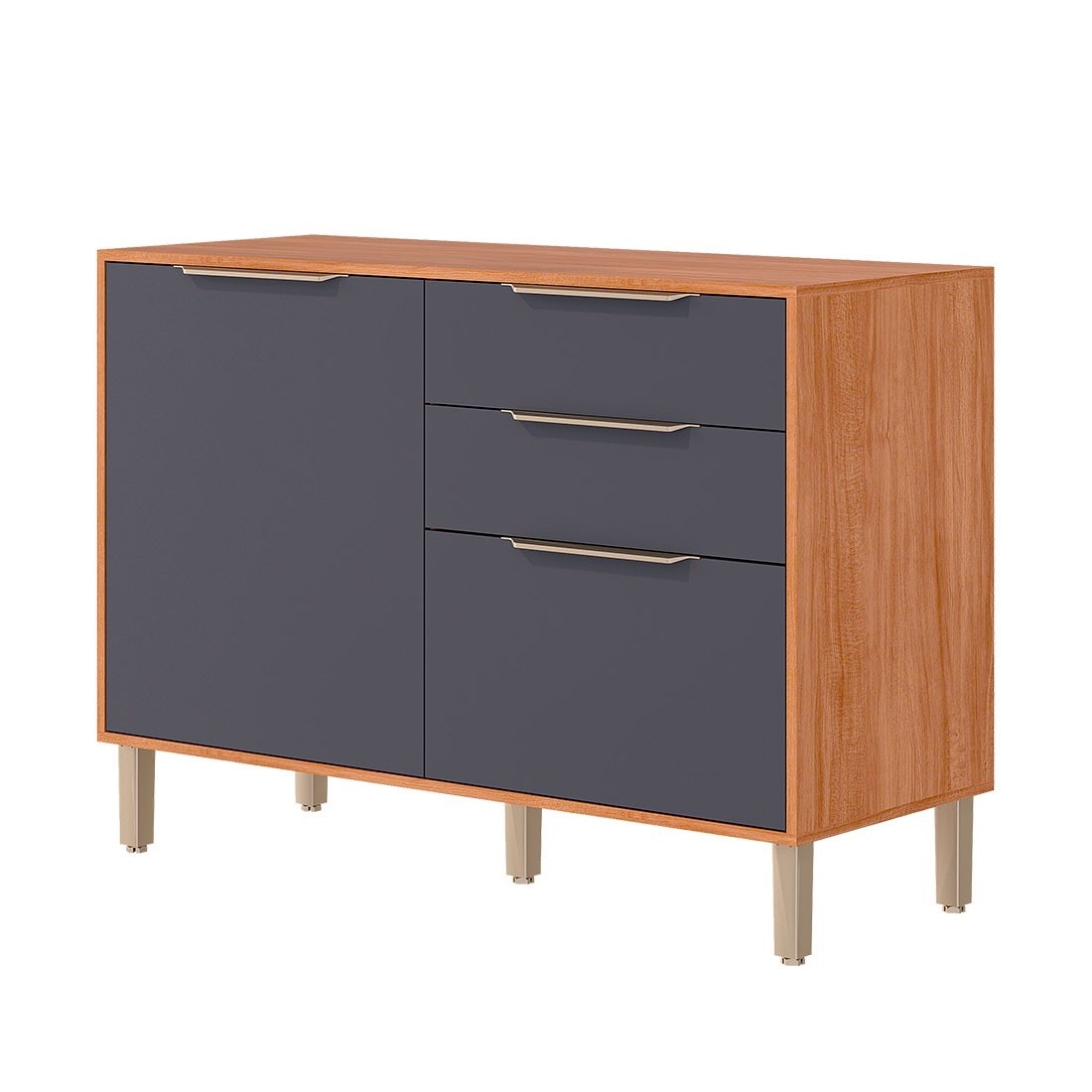 Balcão Esplêndida 120 2 Portas 2 Gavetas 100% MDF MGM Móveis - Cinamomo/Titanio