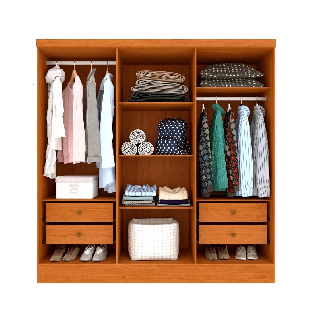 Guarda-roupa Casal 6 Portas 4 Gavetas Alice 180cm Tcil - Cinamomo