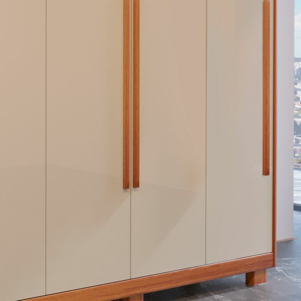 Guarda-Roupa Casal em MDF 6 Portas Bom Pastor Mary Naturall com Off White Guarda-Roupa Casal em MDF 6 Portas Bom Pastor Mary Naturall com Off White