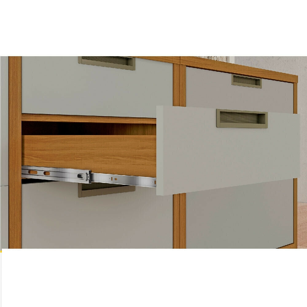 Balcão de Cozinha com Tampo Nesher 1 Porta 4 Gavetas Imperatriz 120cm Freijo / Off White