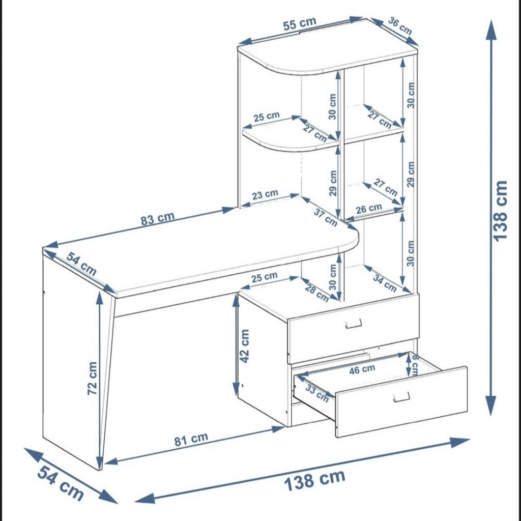 Escrivaninha/Mesa de Computador 2 Gavetas com Prateleiras Permobili Elisa Cinamomo Escrivaninha/Mesa de Computador 2 Gavetas com Prateleiras Permobili Elisa Cinamomo