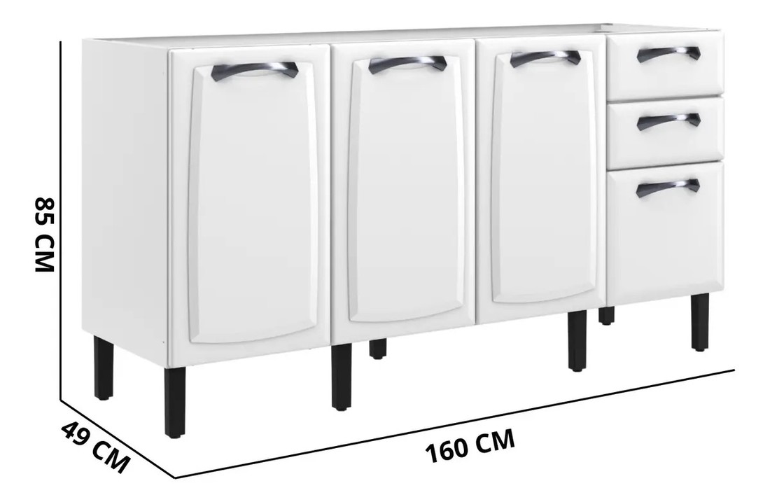 Balcão Itatiaia 4 Portas 2 Gavetas Sem Tampo New Premium 160cm Branco Balcão Itatiaia 4 Portas 2 Gavetas Sem Tampo New Premium 160cm Branco