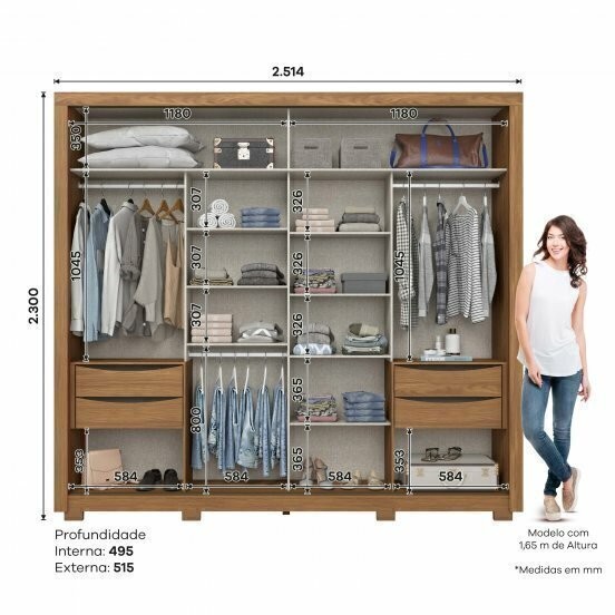 Guarda-roupa Casal 2 Portas de Correr Medelin Nature/Off - Henn Guarda-roupa Casal 2 Portas de Correr Medelin Nature/Off - Henn