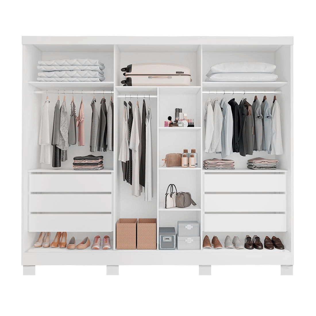 Guarda Roupa Casal Master 270 6 Portas, 100% MDF cor Branco - Bianchi Guarda Roupa Casal Master 270 6 Portas, 100% MDF cor Branco - Bianchi