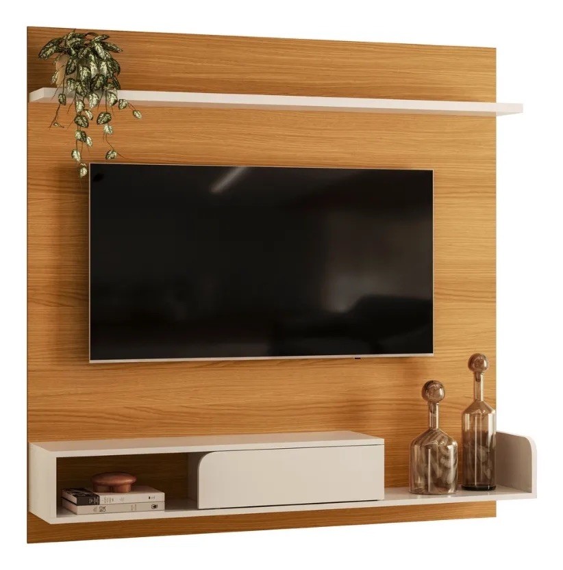 Painel para TV até 55 Polegadas Suspenso Evo 1.36 HB Móveis - Cinamomo/Off White Painel para TV até 55 Polegadas Suspenso Evo 1.36 HB Móveis - Cinamomo/Off White