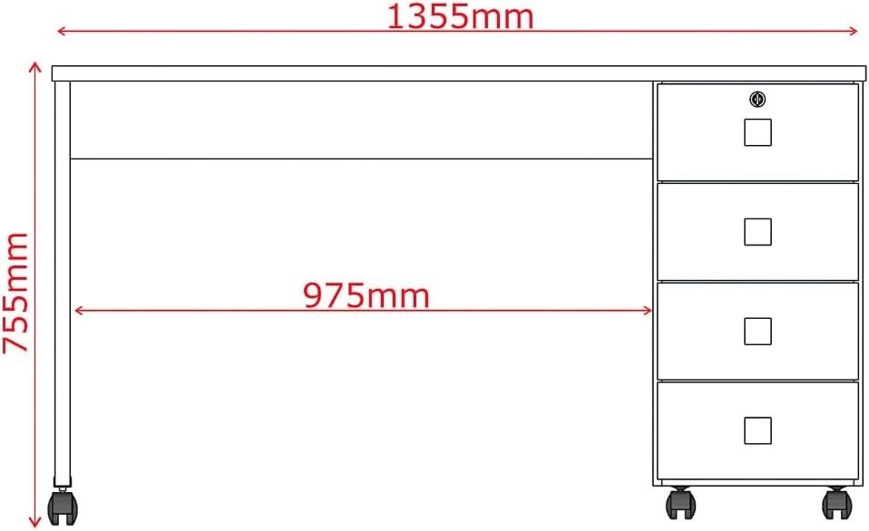 Escrivaninha Mesa Computador Lukaliam Dubai, 4 Gavetas, Rodízios, Branco Brilho Escrivaninha Mesa Computador Lukaliam Dubai, 4 Gavetas, Rodízios, Branco Brilho