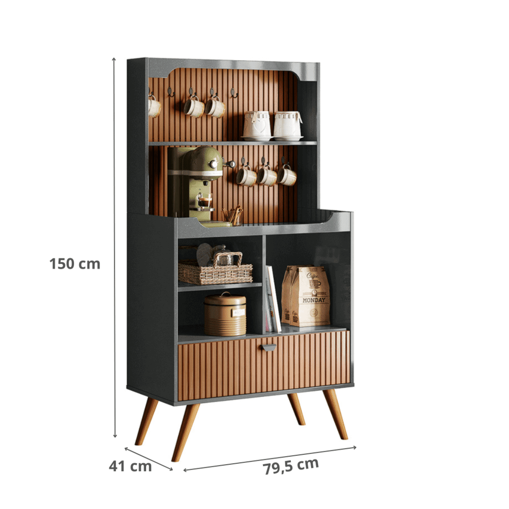 Aparador para Sala Cantinho do Café Rubi 1 Porta 3 Nichos Pés Retrô Cinza Perolizado/Tauari 3D Tauari Lukaliam Aparador para Sala Cantinho do Café Rubi 1 Porta 3 Nichos Pés Retrô Cinza Perolizado/Tauari 3D Tauari Lukaliam
