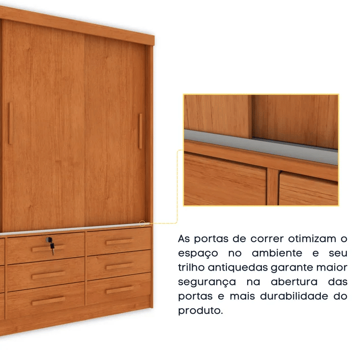 Guarda-Roupa Casal 3 Portas 9 Gavetas Tcil Móveis Chicago Cinamomo Guarda-Roupa Casal 3 Portas 9 Gavetas Tcil Móveis Chicago Cinamomo