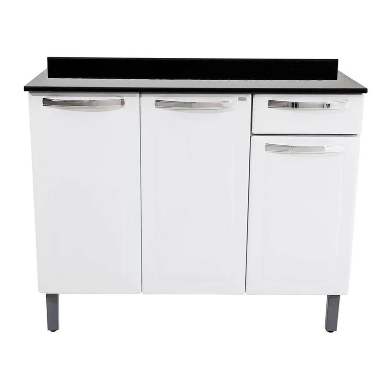 Balcão Rose em Aço 3 Portas 1 Gaveta, Branco - Itatiaia