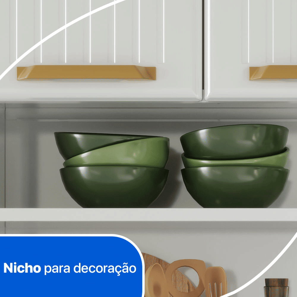 Kit Cozinha Telasul Diamante Smart 1 Gaveta 3 Portas Baixa com Tampo Branco Kit Cozinha Telasul Diamante Smart 1 Gaveta 3 Portas Baixa com Tampo Branco