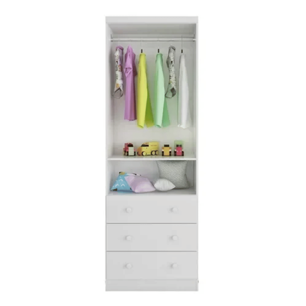 Guarda-Roupa Infantil 2 Portas em MDF Moveis Peroba Luna Branco Brilho Guarda-Roupa Infantil 2 Portas em MDF Moveis Peroba Luna Branco Brilho