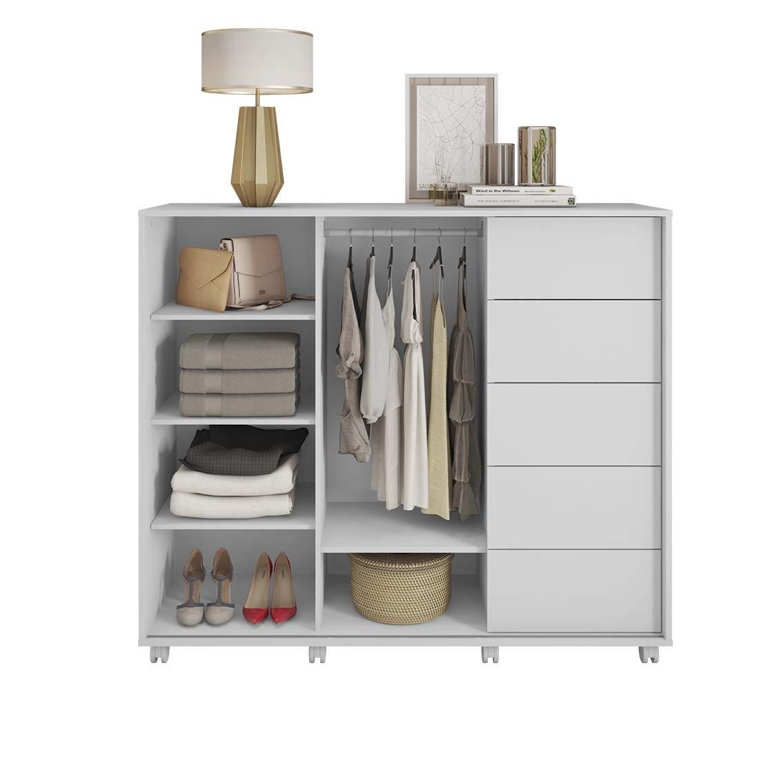 Cômoda Pegasus 2 Portas 5 Gavetas 136cm CAEMMUN - Branco