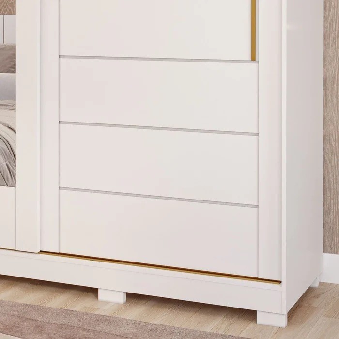 Guarda-Roupa Casal Com Espelho 2 Portas de Correr 100% MDF Panan Móveis Flora Branco Guarda-Roupa Casal Com Espelho 2 Portas de Correr 100% MDF Panan Móveis Flora Branco