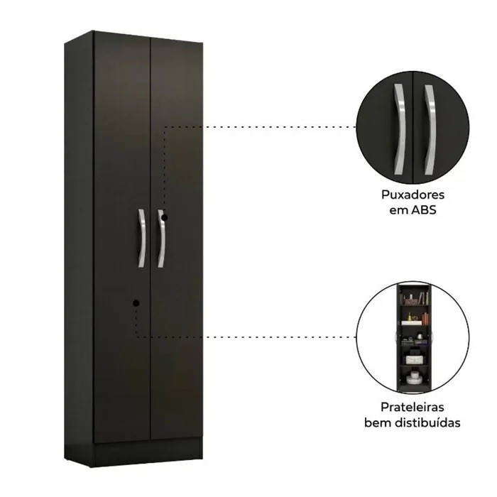 Armário Multiuso 2 Portas NT4045 Preto - Notável