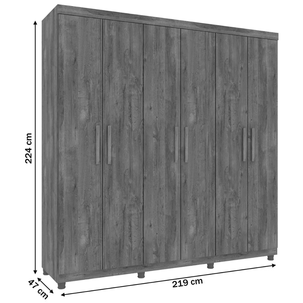 Guarda-Roupa Casal 6 Portas Olimpo Cinamomo/Off White -  Tcil Móveis  Guarda-Roupa Casal 6 Portas Olimpo Cinamomo/Off White -  Tcil Móveis