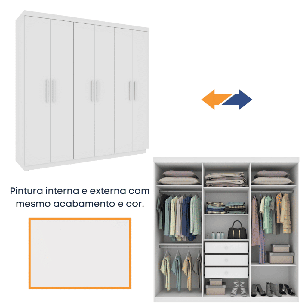 Guarda-Roupa Casal 6 Portas Olimpo Branco -  Tcil Móveis  Guarda-Roupa Casal 6 Portas Olimpo Branco -  Tcil Móveis
