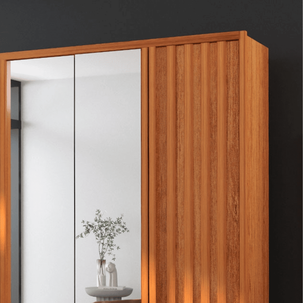 Guarda-Roupa Casal Com Espelho Em MDF 6 Portas, Madrid Boss Ripado Naturalle - Bom Pastor Guarda-Roupa Casal Com Espelho Em MDF 6 Portas, Madrid Boss Ripado Naturalle - Bom Pastor