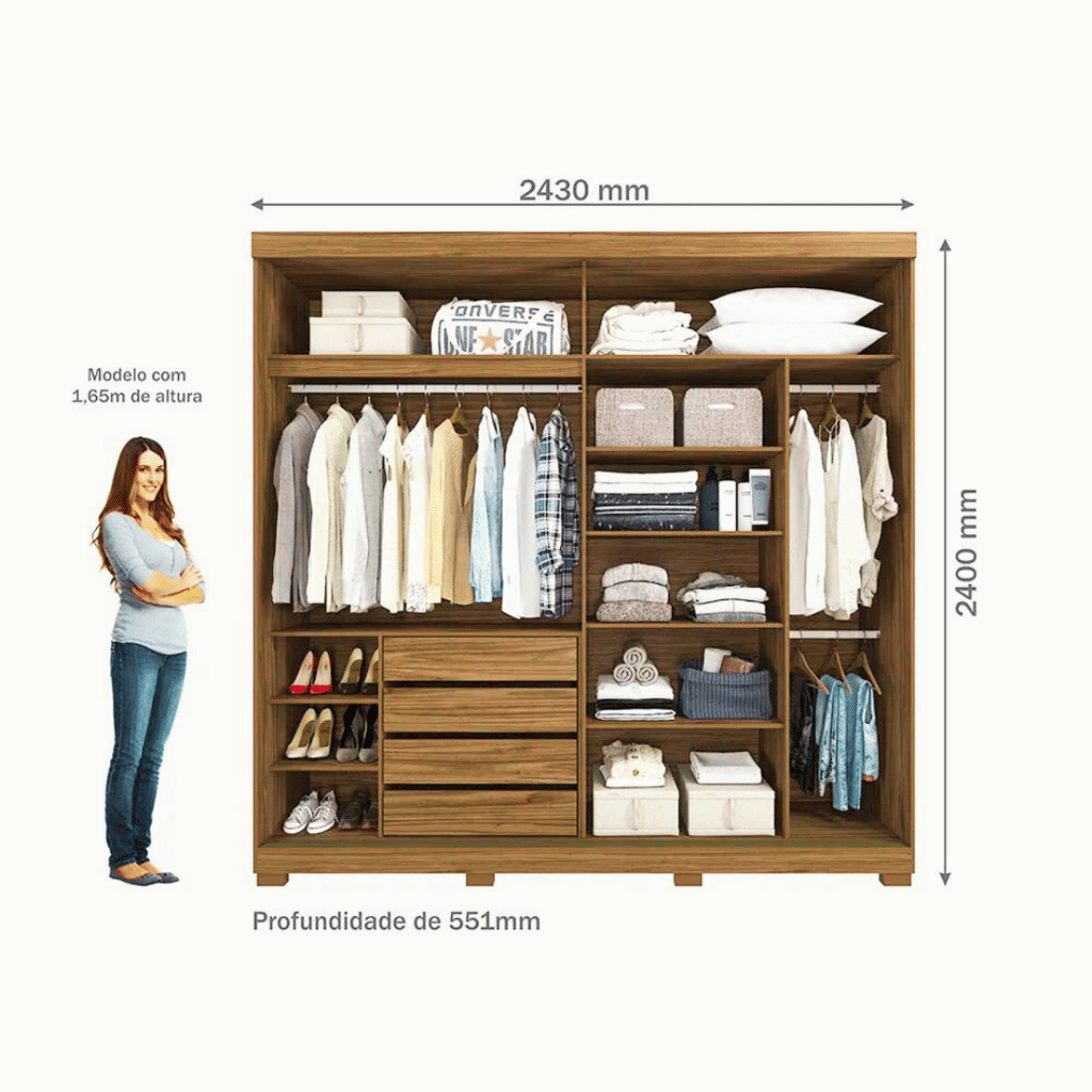 Guarda-Roupa Casal Com Espelho 2 Portas de Correr em MDF Panan Móveis Blumenau Cinamomo/Off White Guarda-Roupa Casal Com Espelho 2 Portas de Correr em MDF Panan Móveis Blumenau Cinamomo/Off White