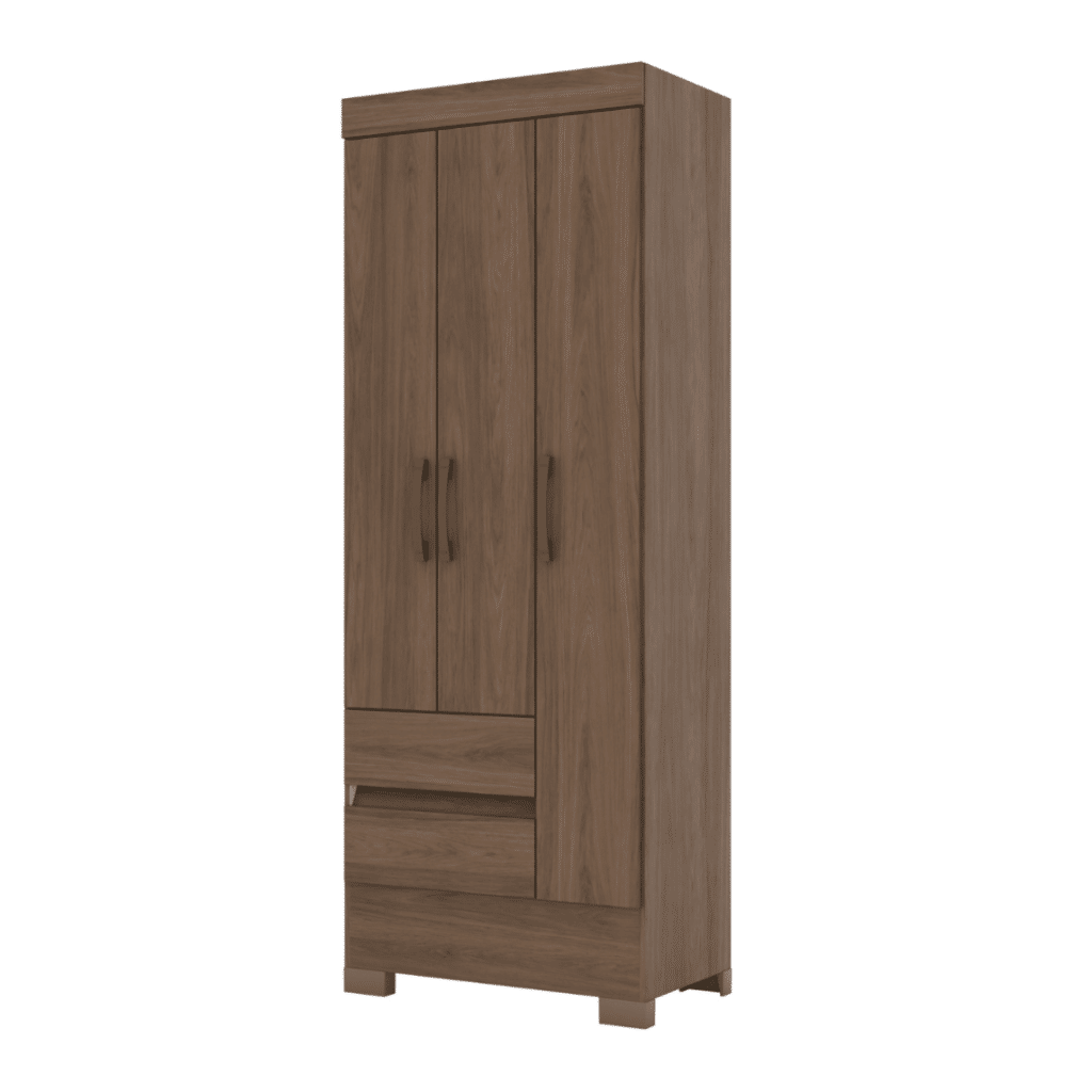 Guarda-roupa com 3 Portas 2 Gavetas Briz BS05 Castanho - Henn Guarda-roupa com 3 Portas 2 Gavetas Briz BS05 Castanho - Henn