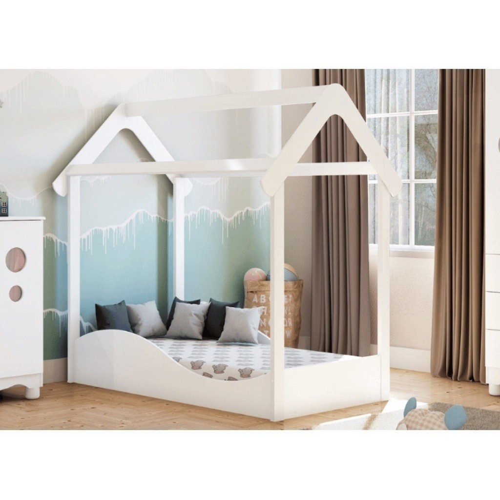 Mini Cama Montessoriana Uli Branco Brilho - Peroba Móveis Mini Cama Montessoriana Uli Branco Brilho - Peroba Móveis