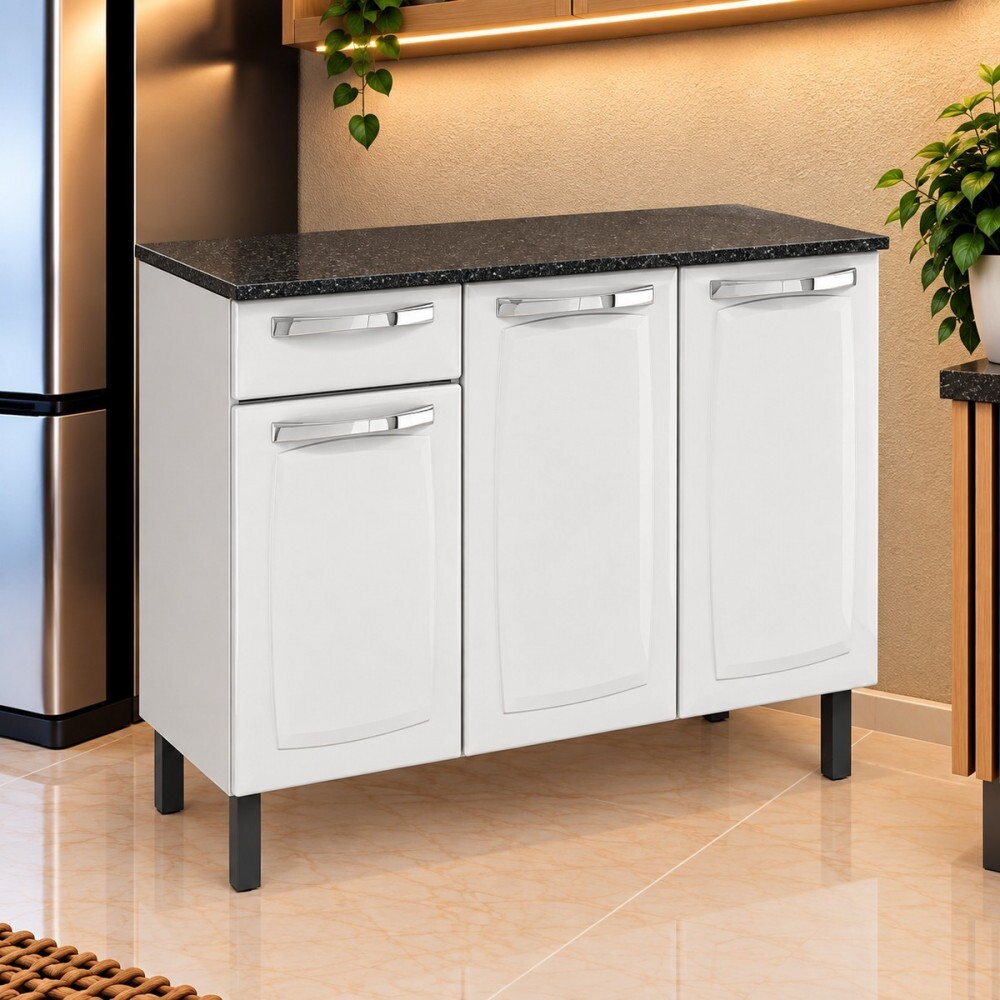 Balcão Itatiaia 3 Portas 1 Gaveta com Tampo Rose IG3G1 105cm Branco Balcão Itatiaia 3 Portas 1 Gaveta com Tampo Rose IG3G1 105cm Branco