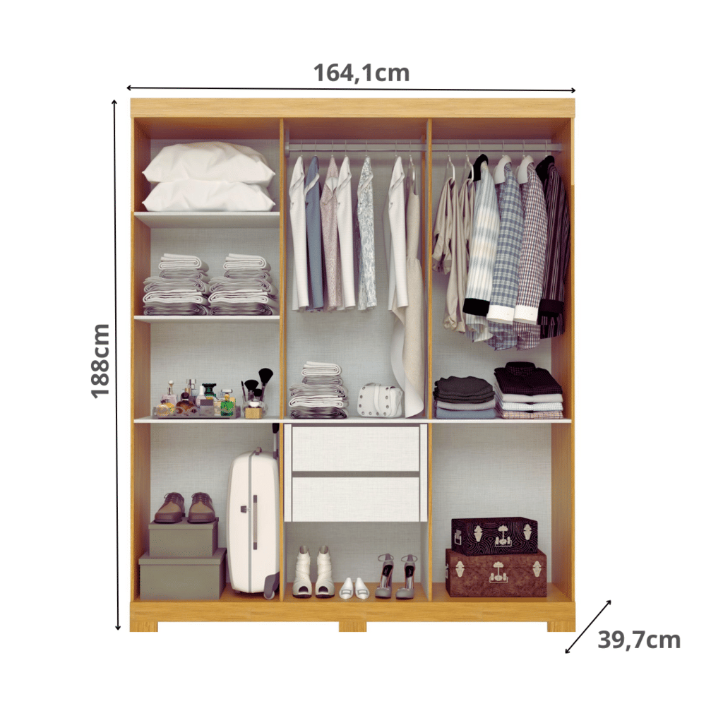 Guarda-Roupa Casal Em MDF 6 Portas ACP Móveis Lana Cinamomo/Off White Guarda-Roupa Casal Em MDF 6 Portas ACP Móveis Lana Cinamomo/Off White